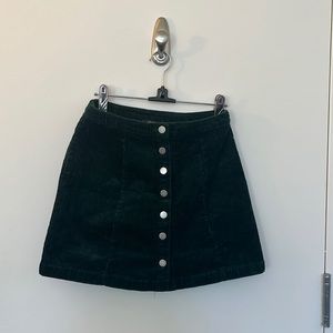 Green corduroy velvet miniskirt